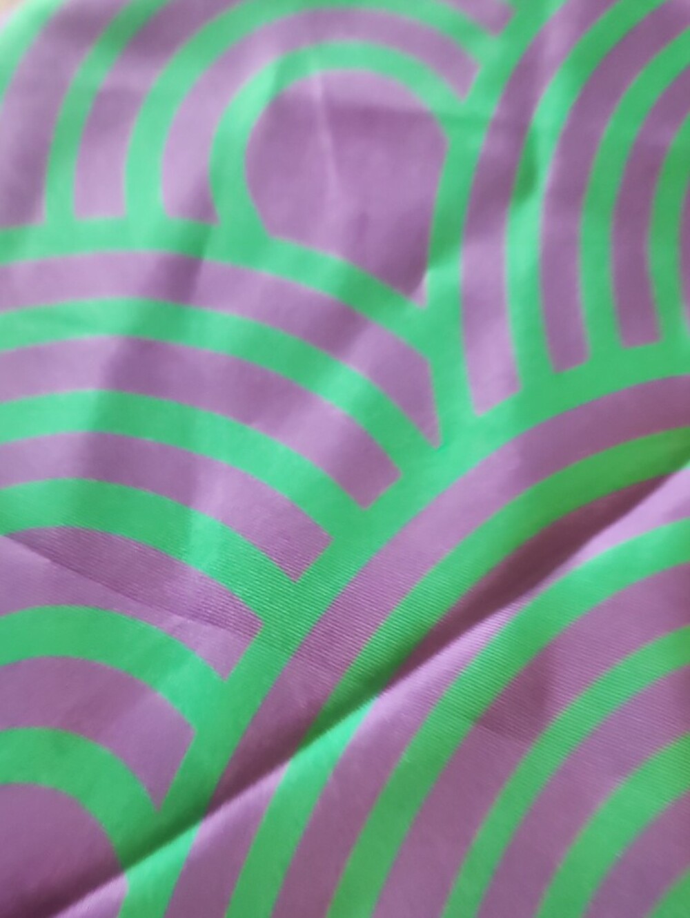 Kurt Geiger Green & Purple Geometric Silk Neck Scarf - Picture 11 of 11